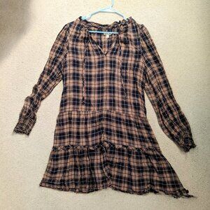 Women's Checkered Long Sleeve Dress